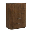 Quintet 48 Inch Modern Fluted 5Drawer Tallboy Chest, White Oak Veneer  Brown