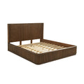 Quintet California King Platform Bed Frame, Modern Fluted Headboard  Brown