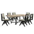 Manhattan 7Piece Transitional Rectangle Dining Set, White Oak/Black