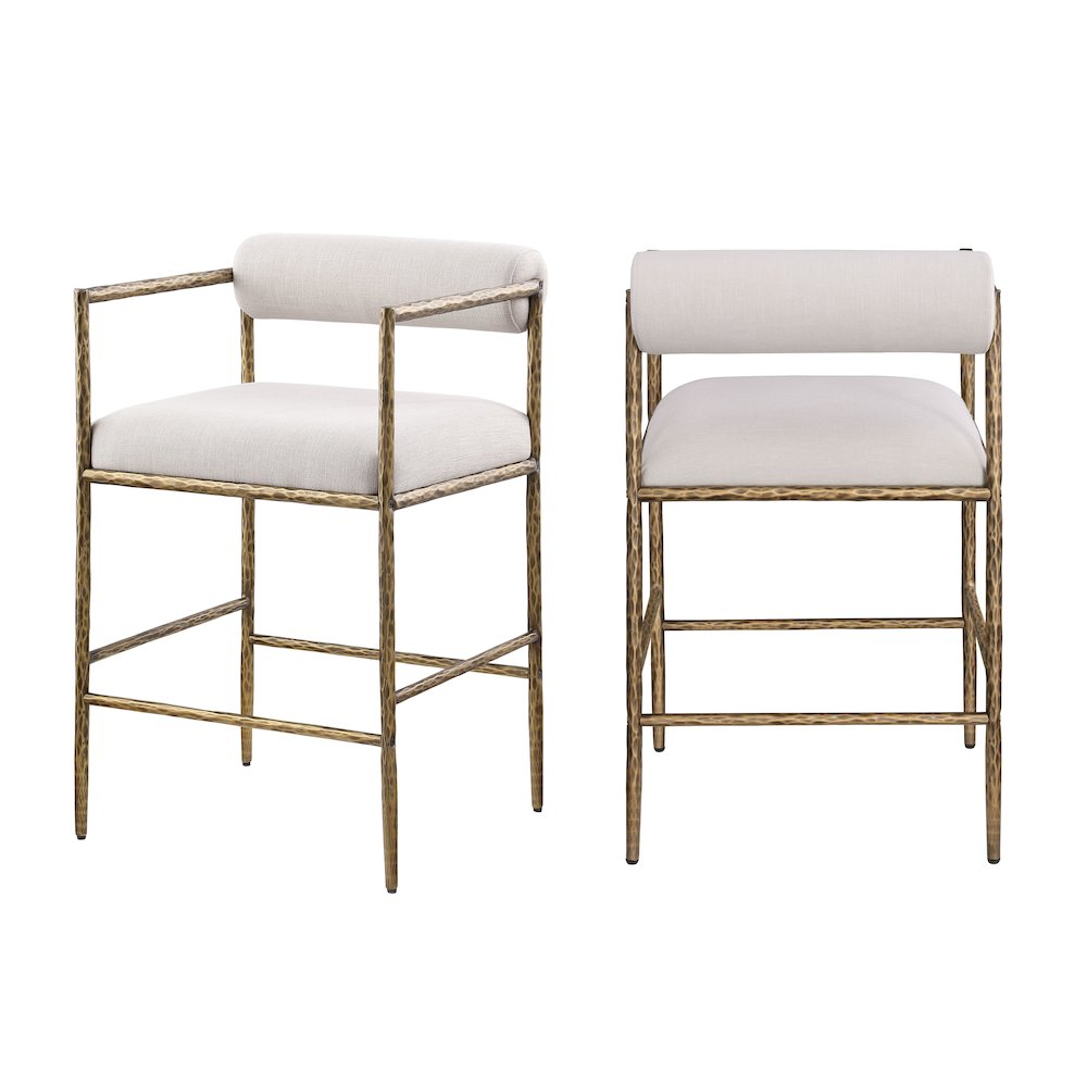 Rocento Modern Industrial Dining Counter Height Stools, (Set of 2)  Sand
