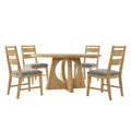 Sienna Modern MidCentury 5Piece 59 Inch Round Dining Set  Natural Oak