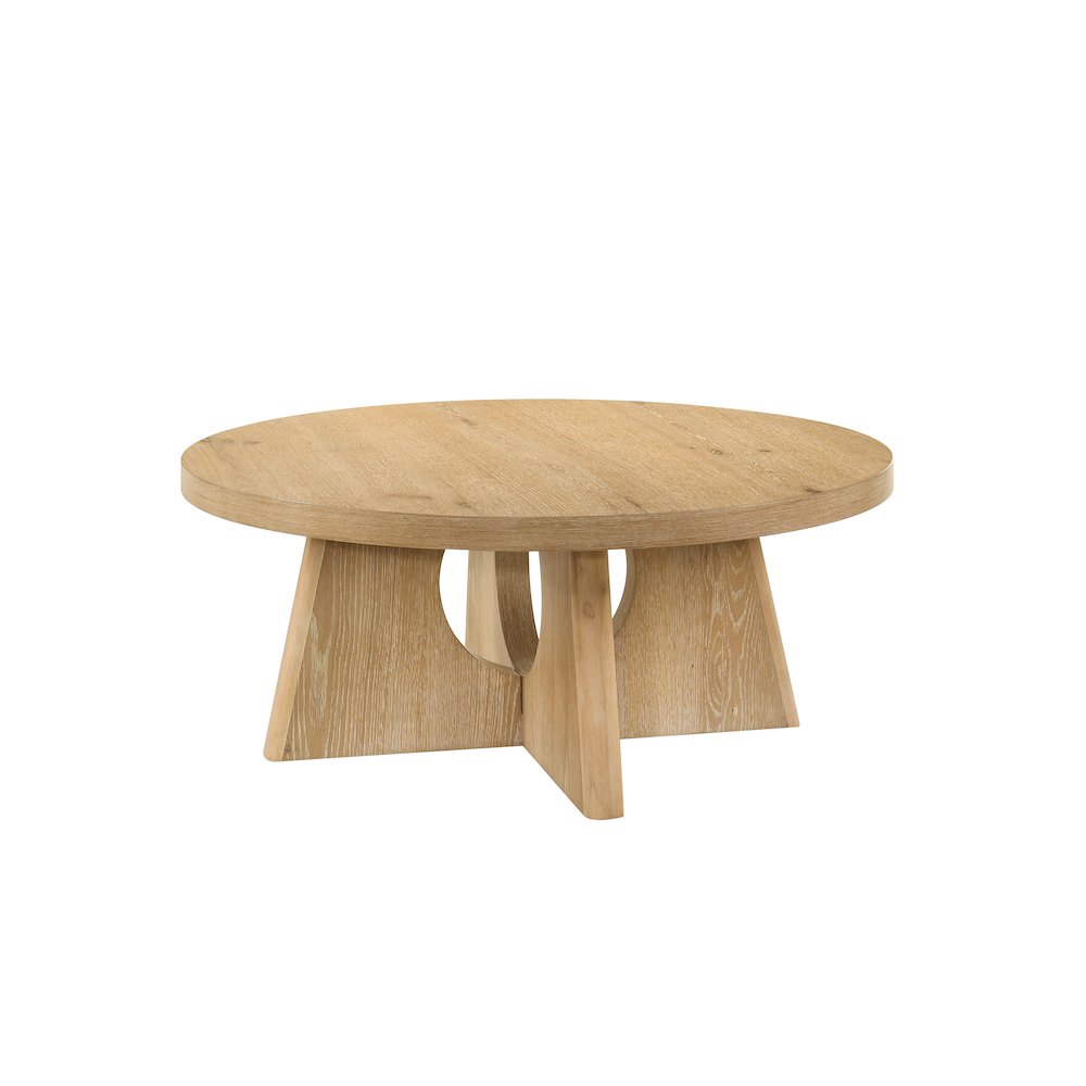 Sienna MidCentury Modern 40 Inch Round Wood Coffee Table  Natural Oak