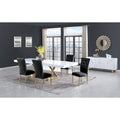 Tyrion 5Pc Dining Set, Extendable Lacquer Table & 4 Velvet Chairs  Black/Gold