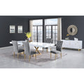 Tyrion 5Pc Dining Set, Extendable Lacquer Table & 4 Velvet Chairs  Gray/Gold