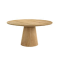 Terra 59 Inch Transitional Round Dining Table with Pedestal Base, Natural Oak