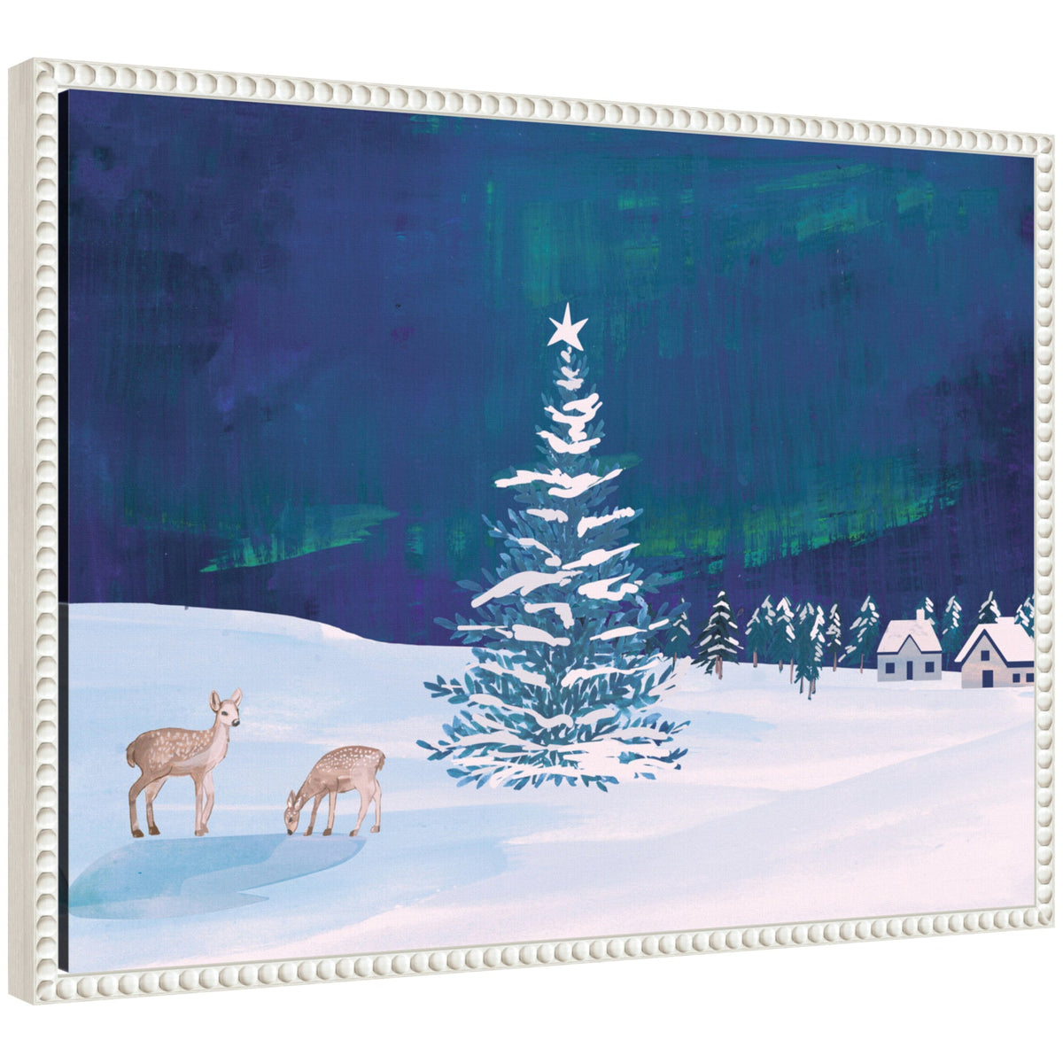 Sylvie Beaded Nothern Lights Winter Framed Canvas by Teju Reval