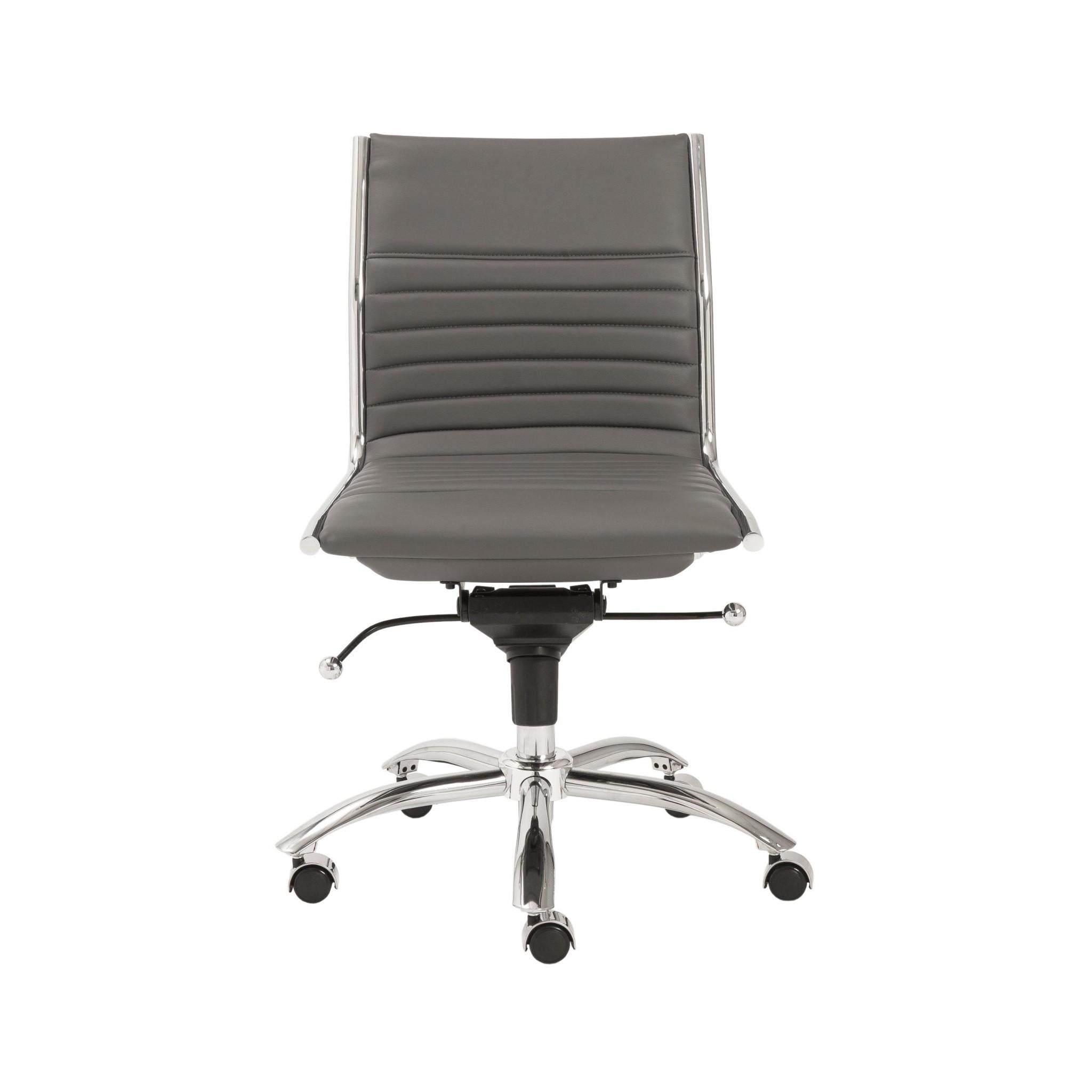 26.38 X 25.99 X 38.19 Low Back Office Chair Without Armrests In Gray With Chromed Steel Base