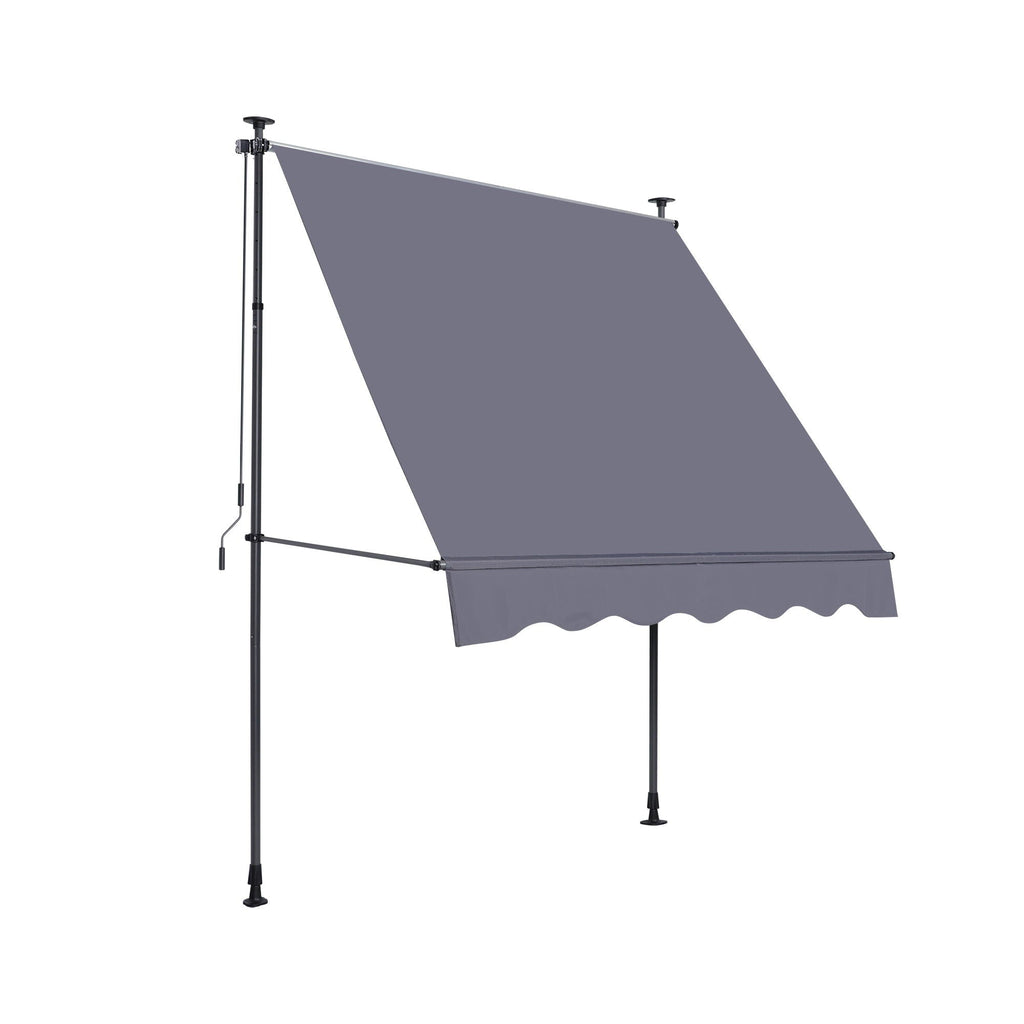 Manual Retractable Patio Awning, UV Resistant Sun Shade With No Drill Installation