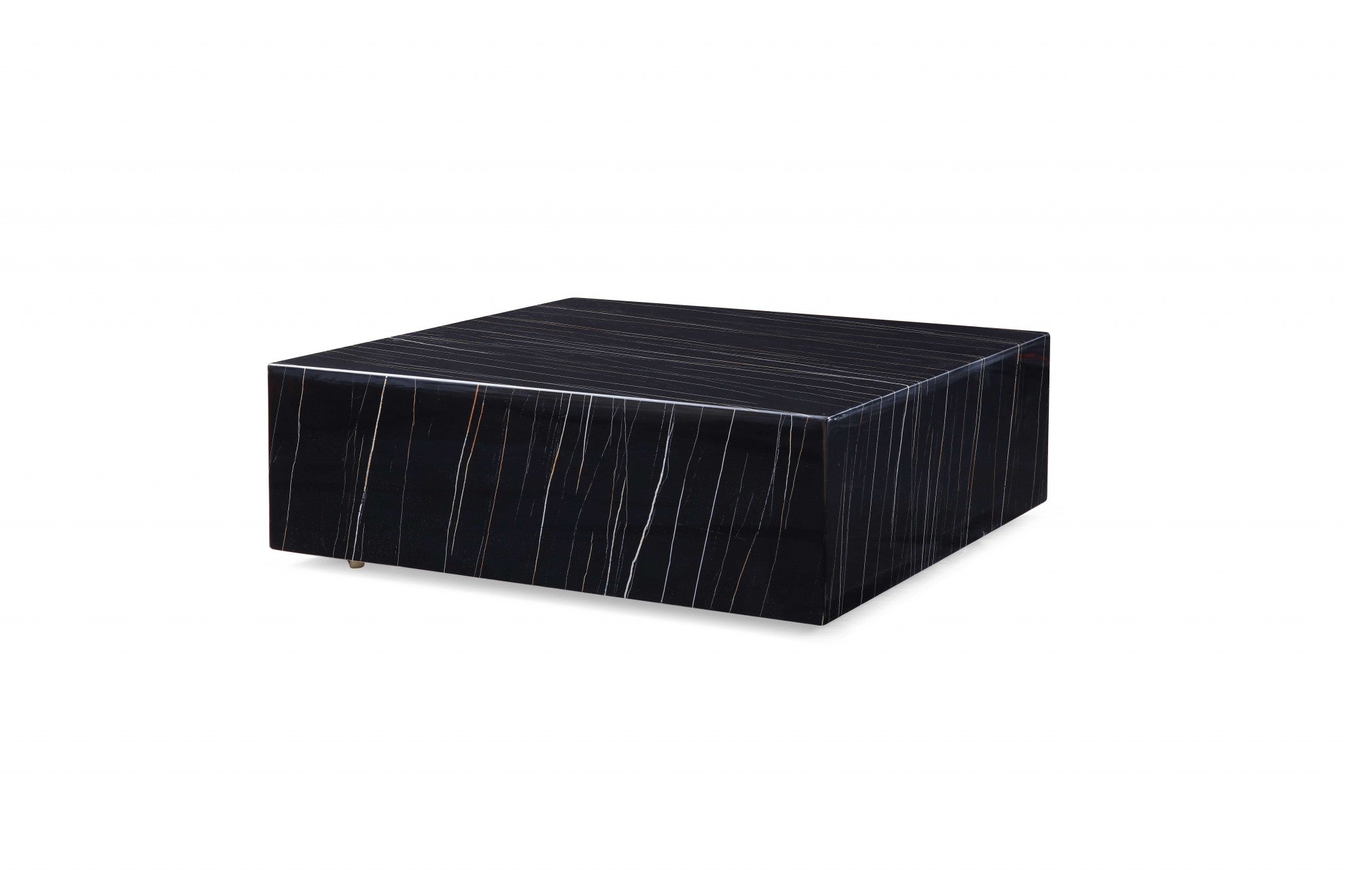 35 Black Genuine Marble And Brass Square Coffee Table