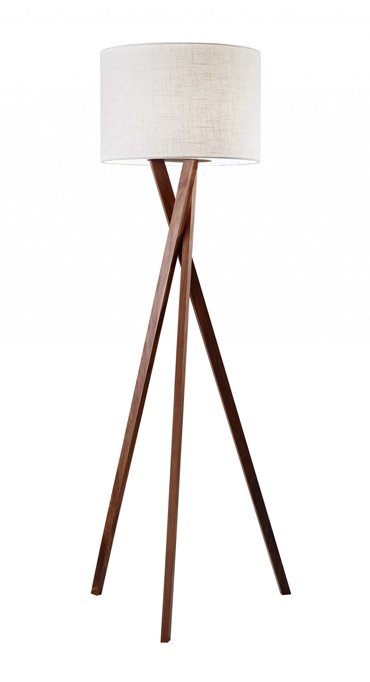 63'' Solid Wood Tripod Floor Lamp With White Drum Shade