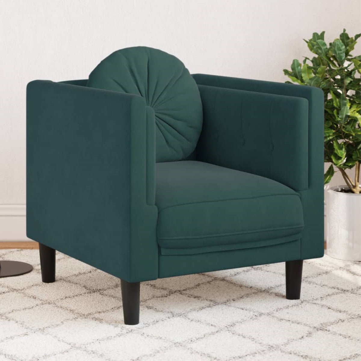 vidaXL Sofa Chair with Cushion Dark Green Velvet