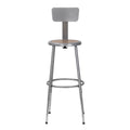 24.5 32.5 Inch Height Adjustable Heavy Duty Steel Stool With Backrest, Grey