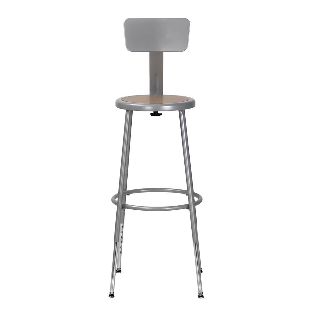 24.5 32.5 Inch Height Adjustable Heavy Duty Steel Stool With Backrest, Grey