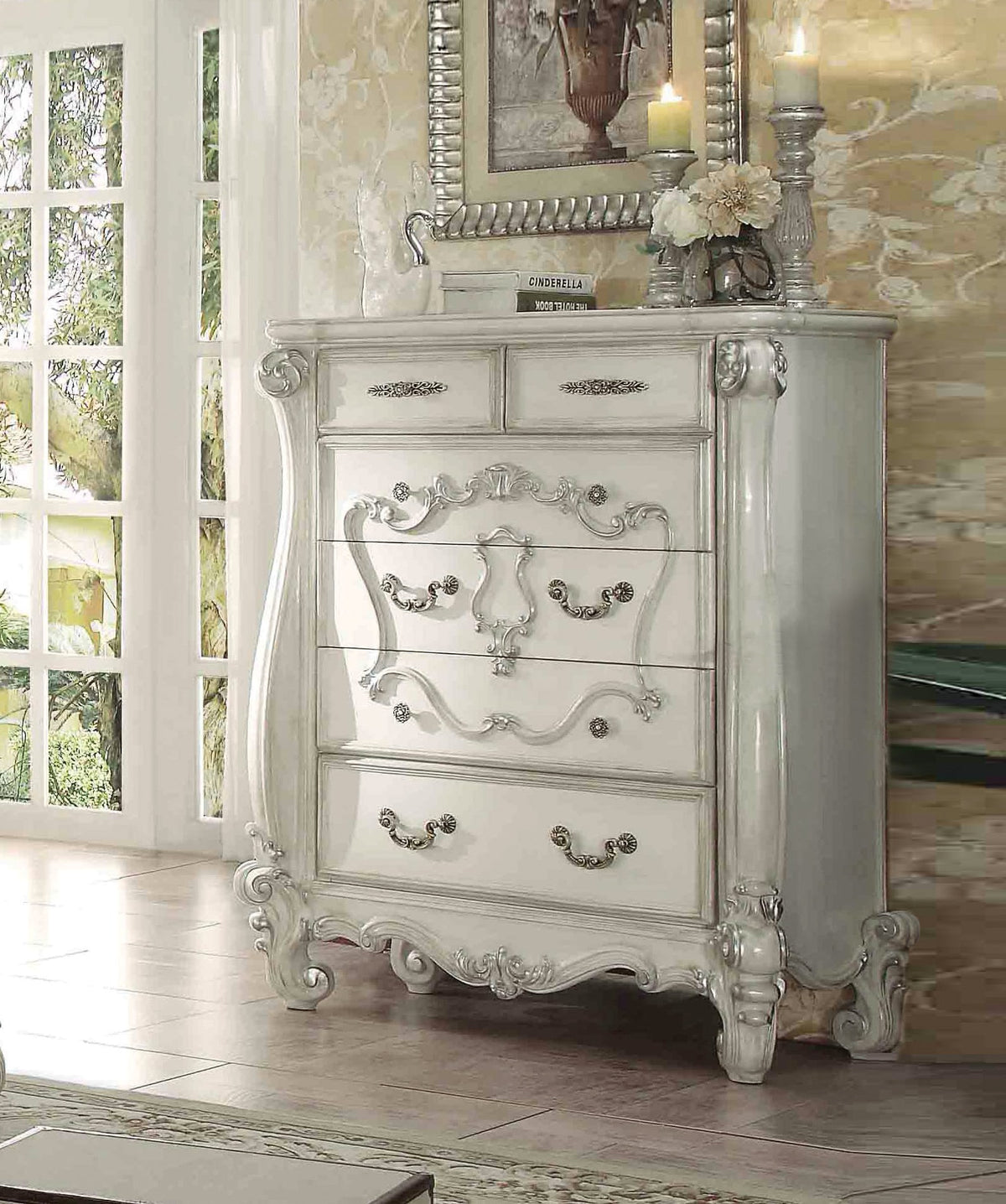 47'' X 22'' X 55'' Bone White Wood Chest