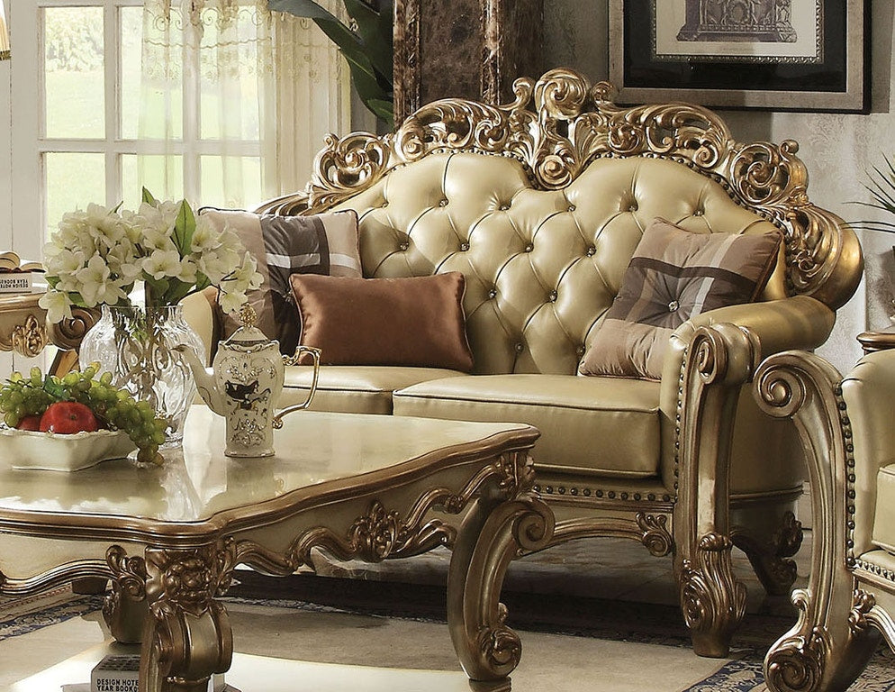 70'' X 43'' X 48'' Bone Polyurethane Loveseat W3 Pillows