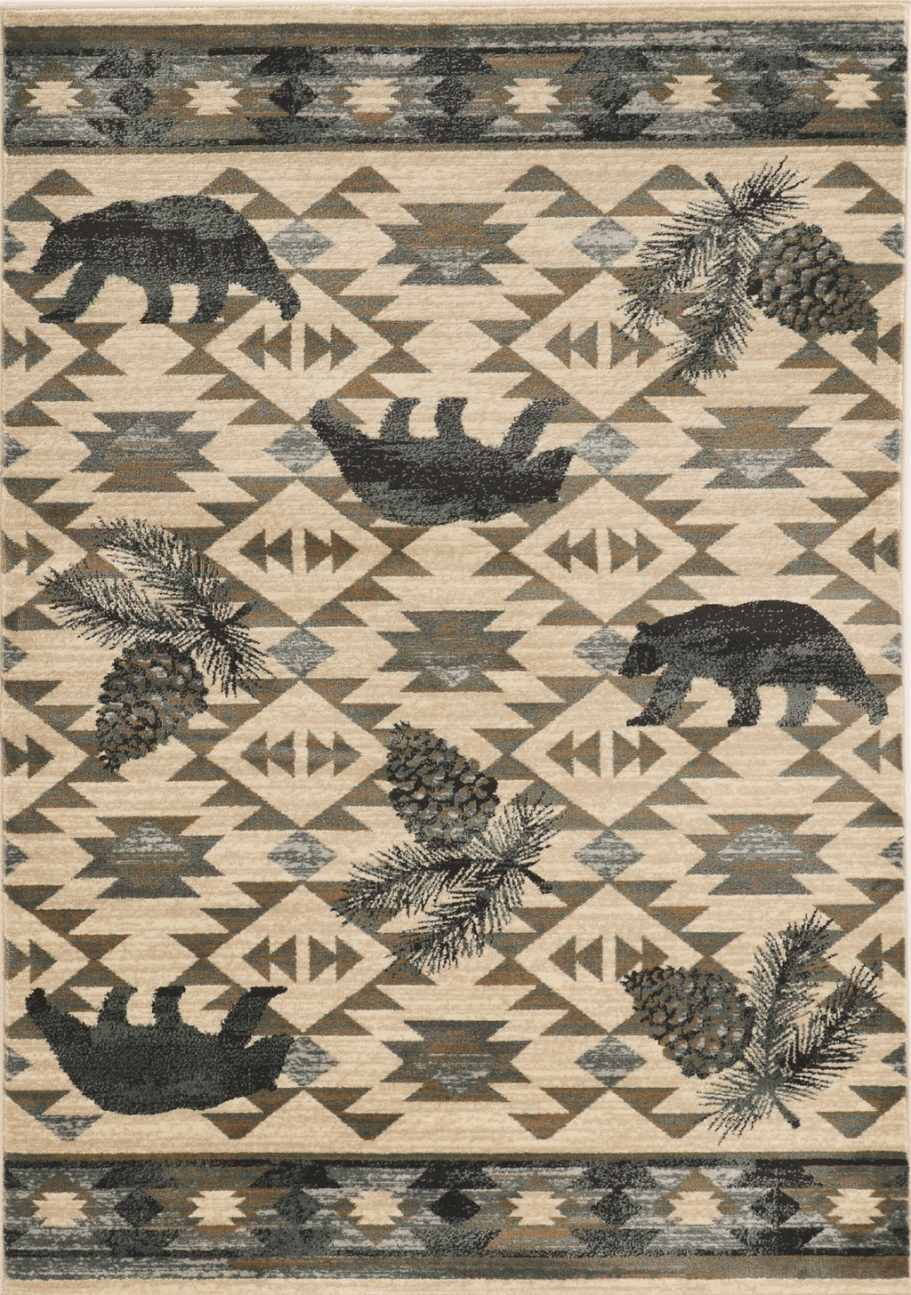 HomeRoots 3'X5' Ivory Blue Machine Woven Geometric Lodge Indoor Area Rug