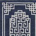 3X5 Navy Blue Ivory Hand Tufted Greek Key Medallion Indoor Area Rug