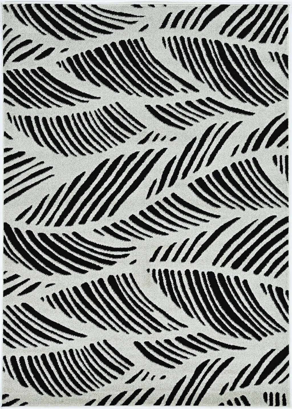 HomeRoots 7'X10' Black White Machine Woven Uv Treated Tropical Palm Leaves Indoor Outdoor Area Rug