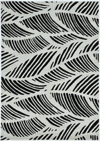 HomeRoots 7'X10' Black White Machine Woven Uv Treated Tropical Palm Leaves Indoor Outdoor Area Rug