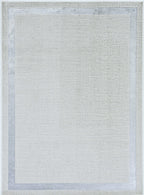 HomeRoots 3'X5' Ivory Silver Machine Woven Bordered Indoor Area Rug