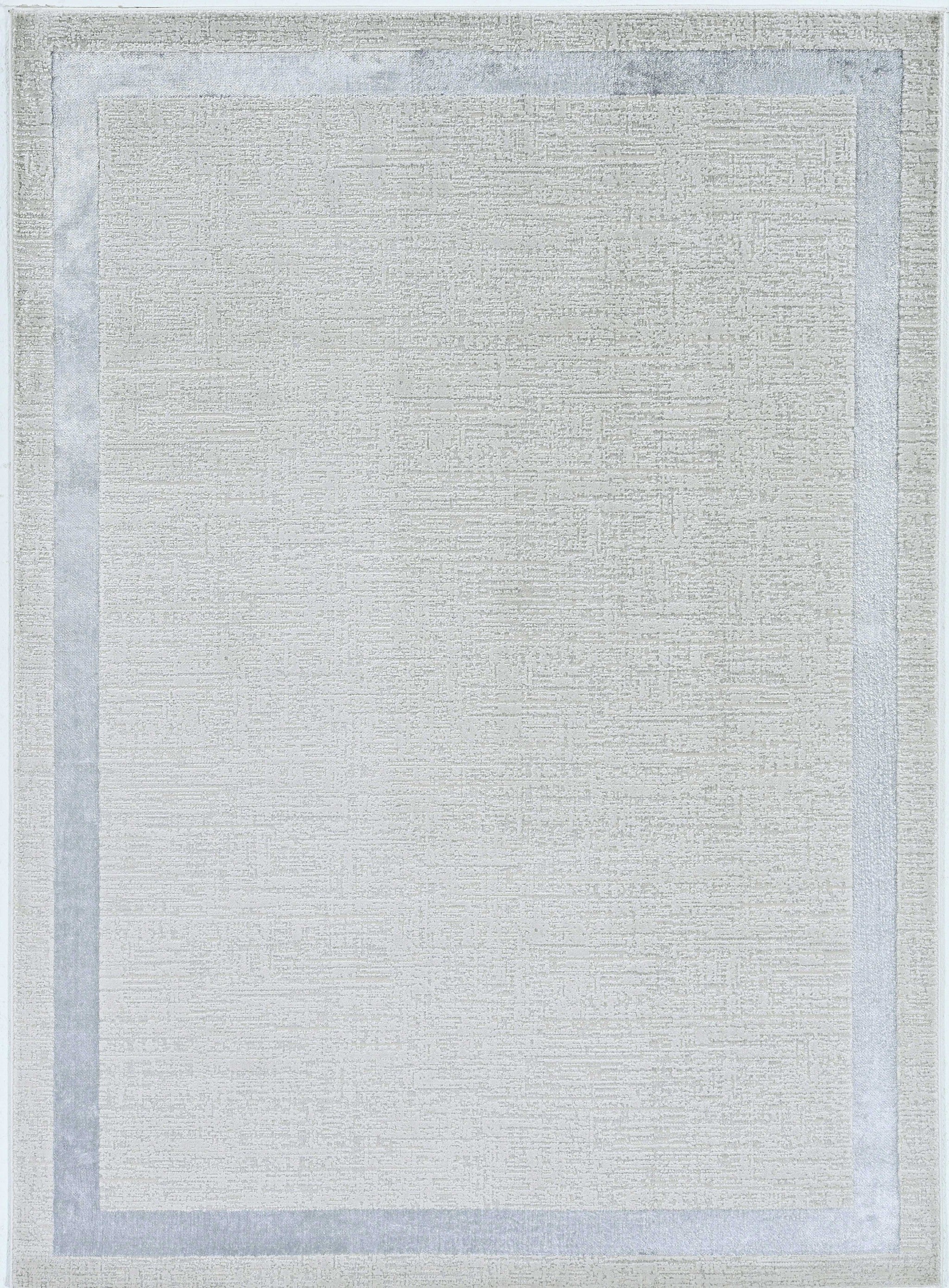 HomeRoots 3'X5' Ivory Silver Machine Woven Bordered Indoor Area Rug