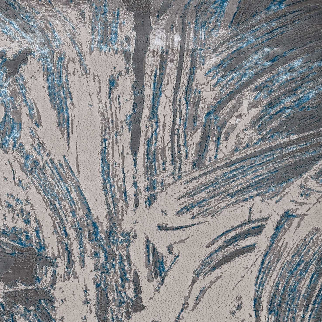 HomeRoots 3' X 5' Silver Or Blue Abstract Brushstrokes Area Rug