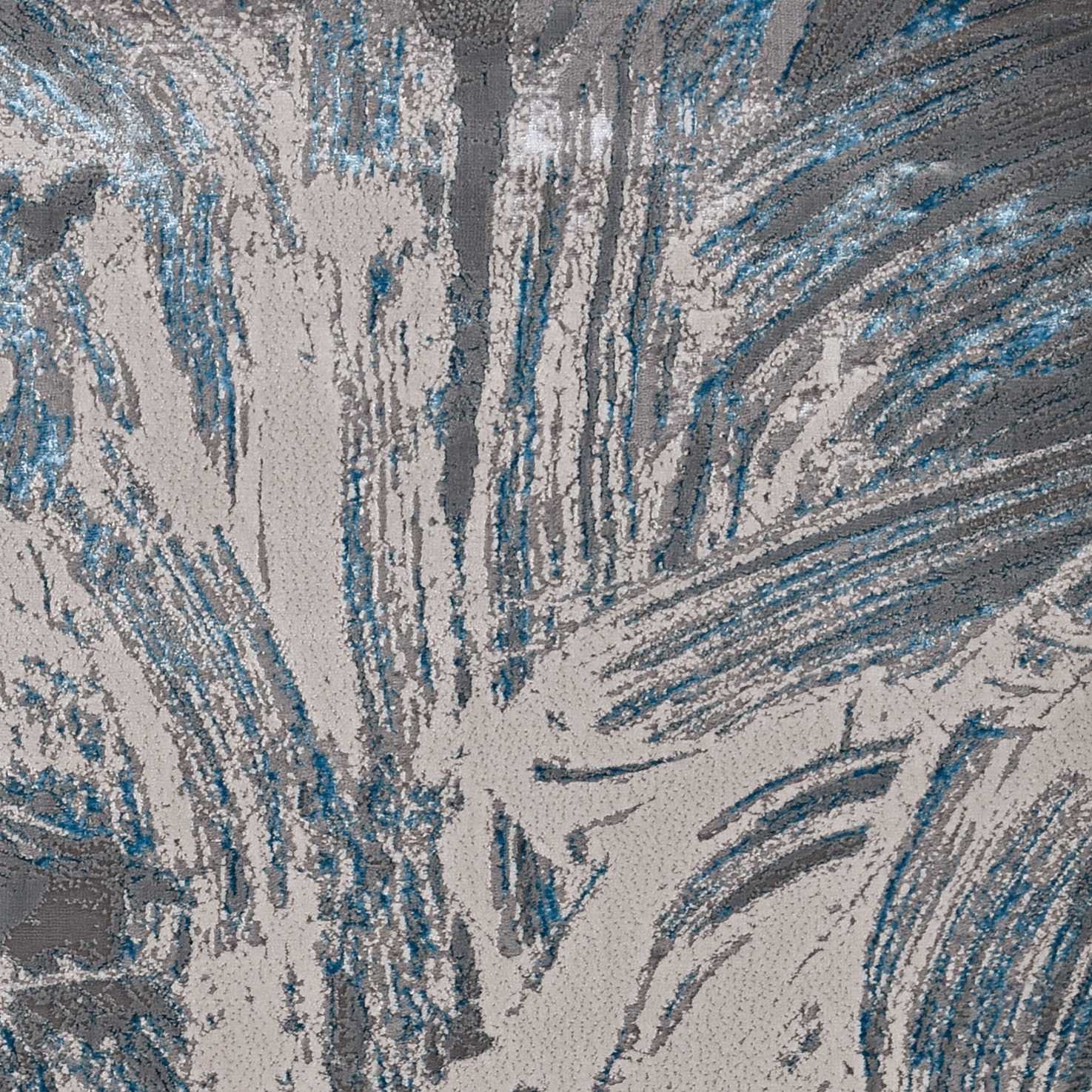 HomeRoots 3' X 5' Silver Or Blue Abstract Brushstrokes Area Rug
