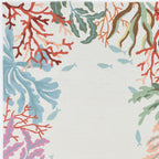 HomeRoots 8'X10' Ivory Hand Hooked Bordered Coral Reef Indoor Area Rug