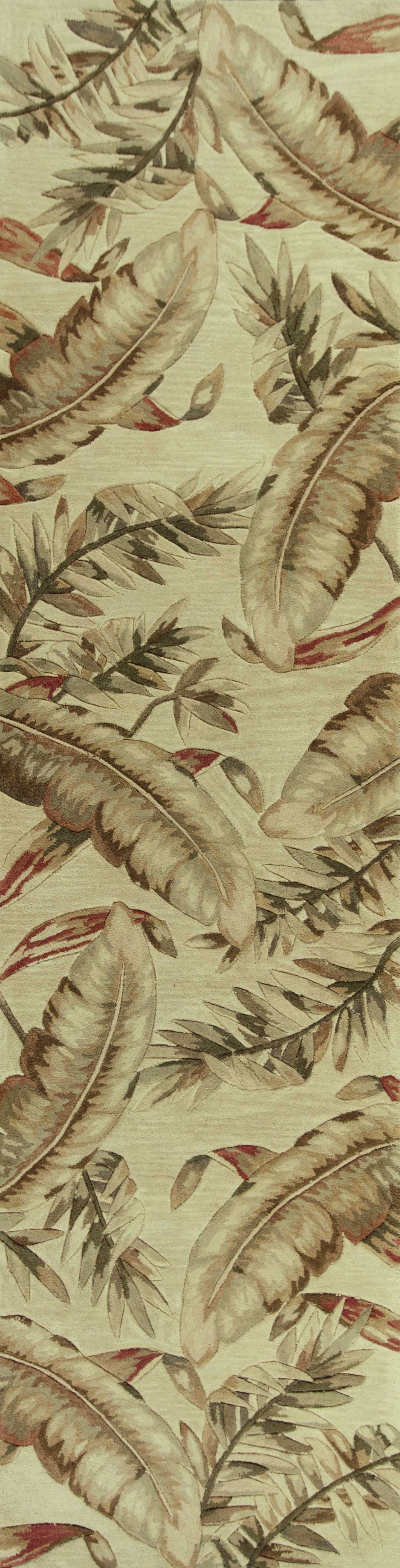 HomeRoots 9'X12' Ivory Hand Tufted Tropical Leaves Indoor Area Rug