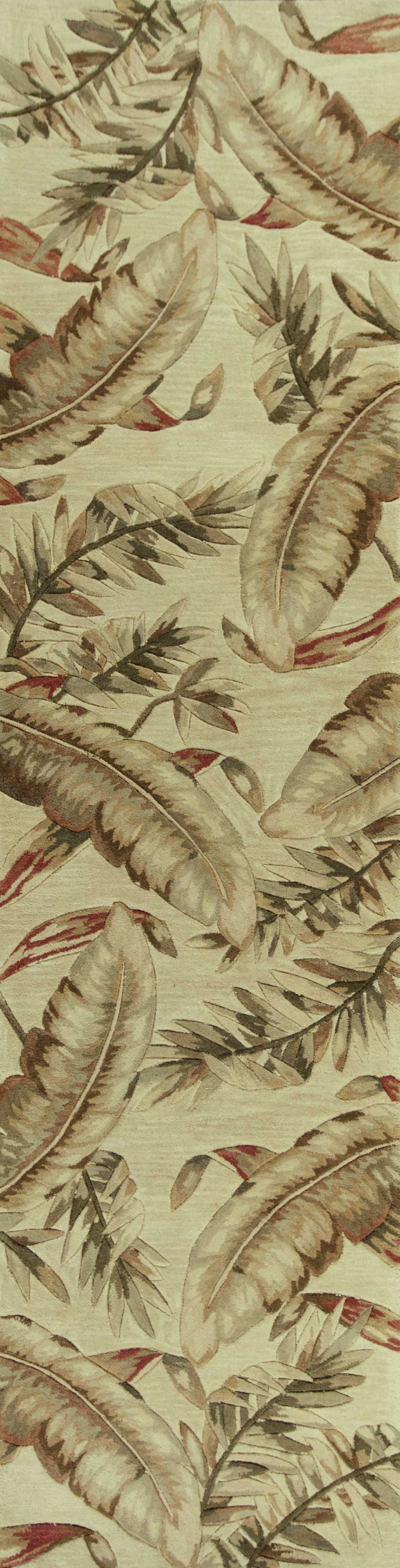 HomeRoots 9'X12' Ivory Hand Tufted Tropical Leaves Indoor Area Rug