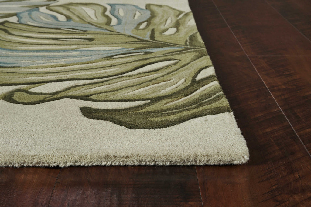 HomeRoots 9'X12' Ivory Hand Tufted Monstera Indoor Area Rug