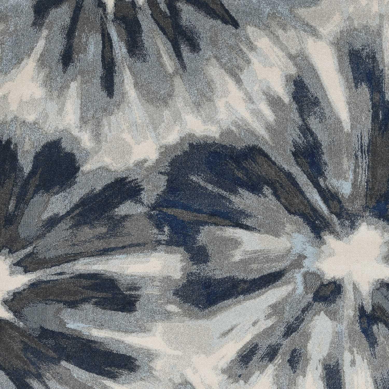 10X13 Ivory Blue Machine Woven Floral Indoor Area Rug