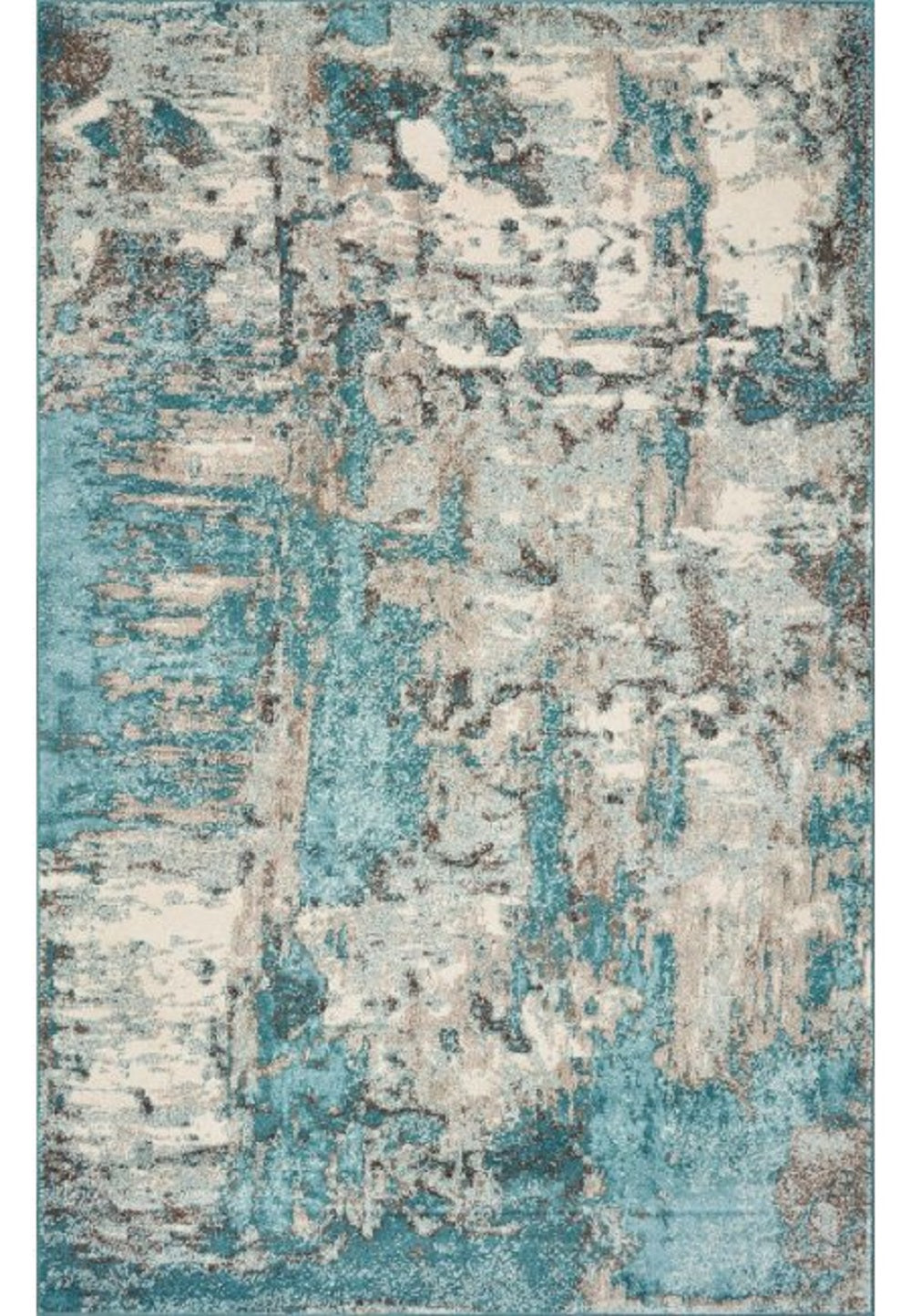 HomeRoots 8'X10' Ivory Teal Machine Woven Abstract Watercolor Indoor Area Rug