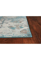 HomeRoots 8'X10' Ivory Teal Machine Woven Abstract Watercolor Indoor Area Rug