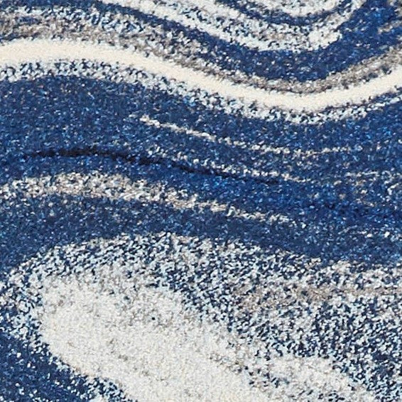 HomeRoots Polypropylene 7'x10' Blue Beige Machine Woven Marble Indoor Area Rug
