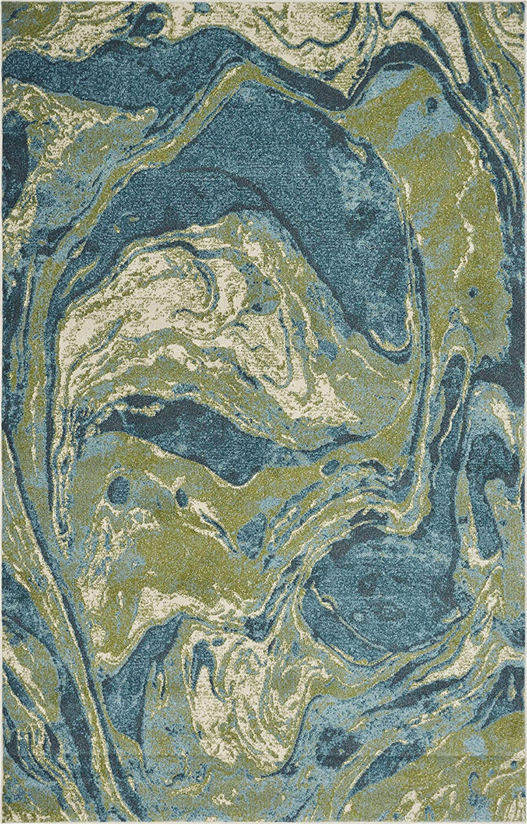 HomeRoots 3' X 5' Teal Abstract Waves Area Rug