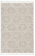 12X15 Ivory Beige Machine Woven Geometric With Fringe Indoor Area Rug