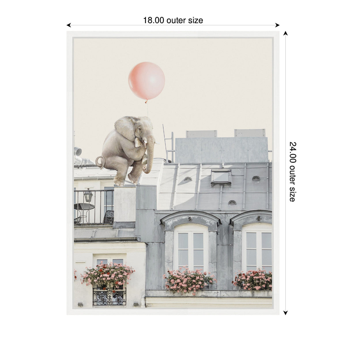 Sylvie Elephant in Paris Framed Canvas by July Art Prints