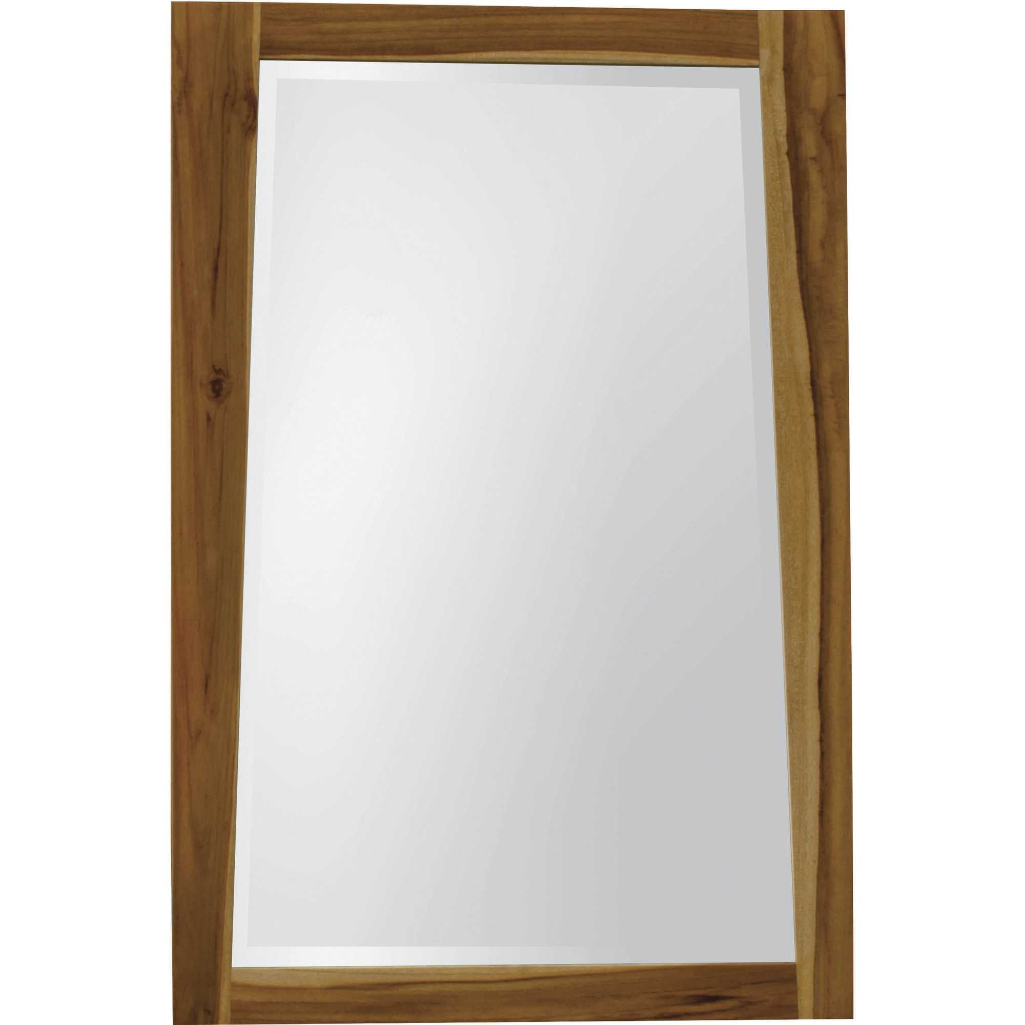 HomeRoots Natural Brown Solid Teak Wall Mirror in Natural Finish
