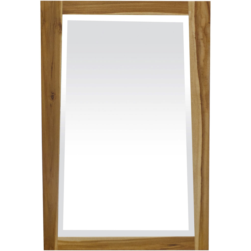 HomeRoots Natural Brown Solid Teak Wall Mirror in Natural Finish