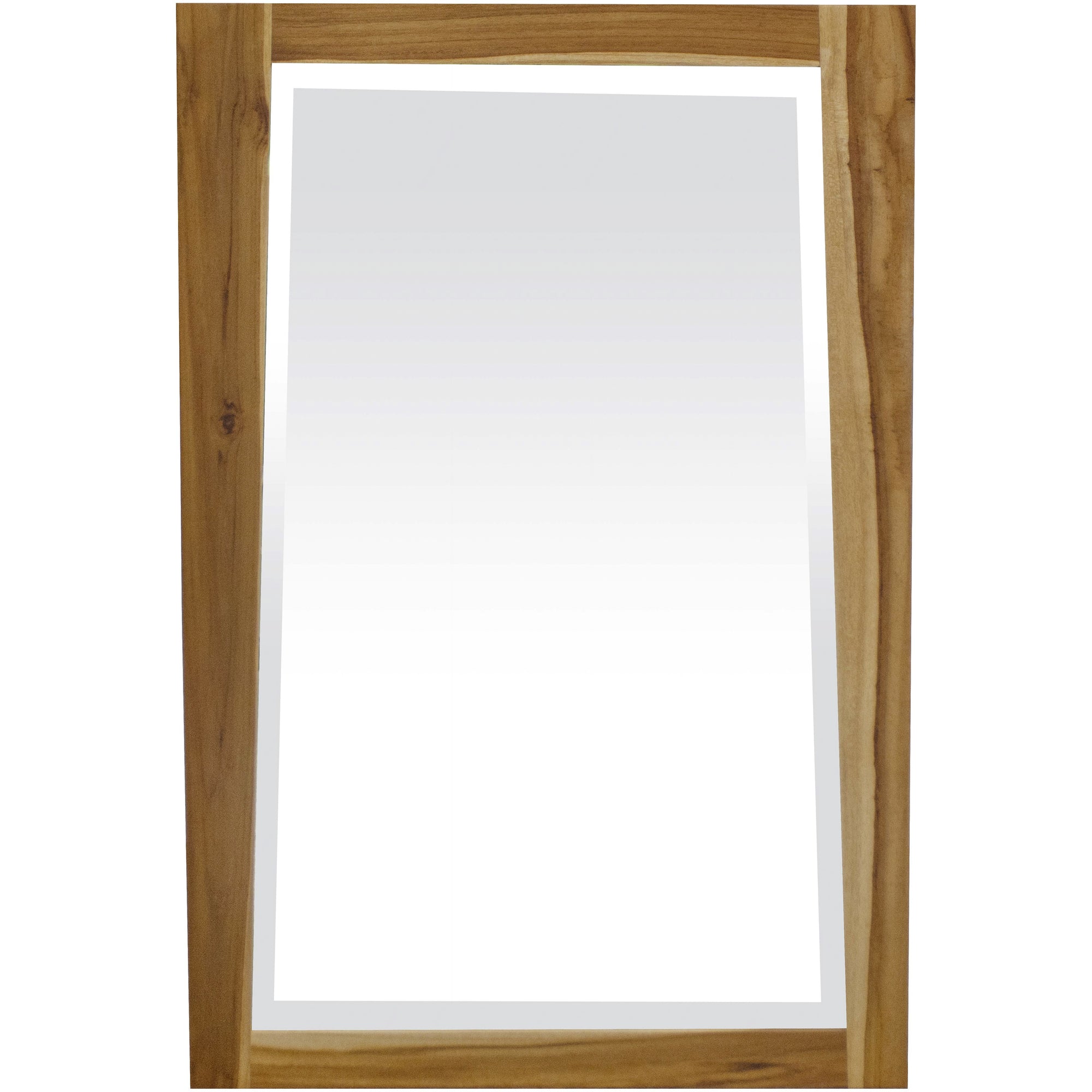 HomeRoots Natural Brown Solid Teak Wall Mirror in Natural Finish