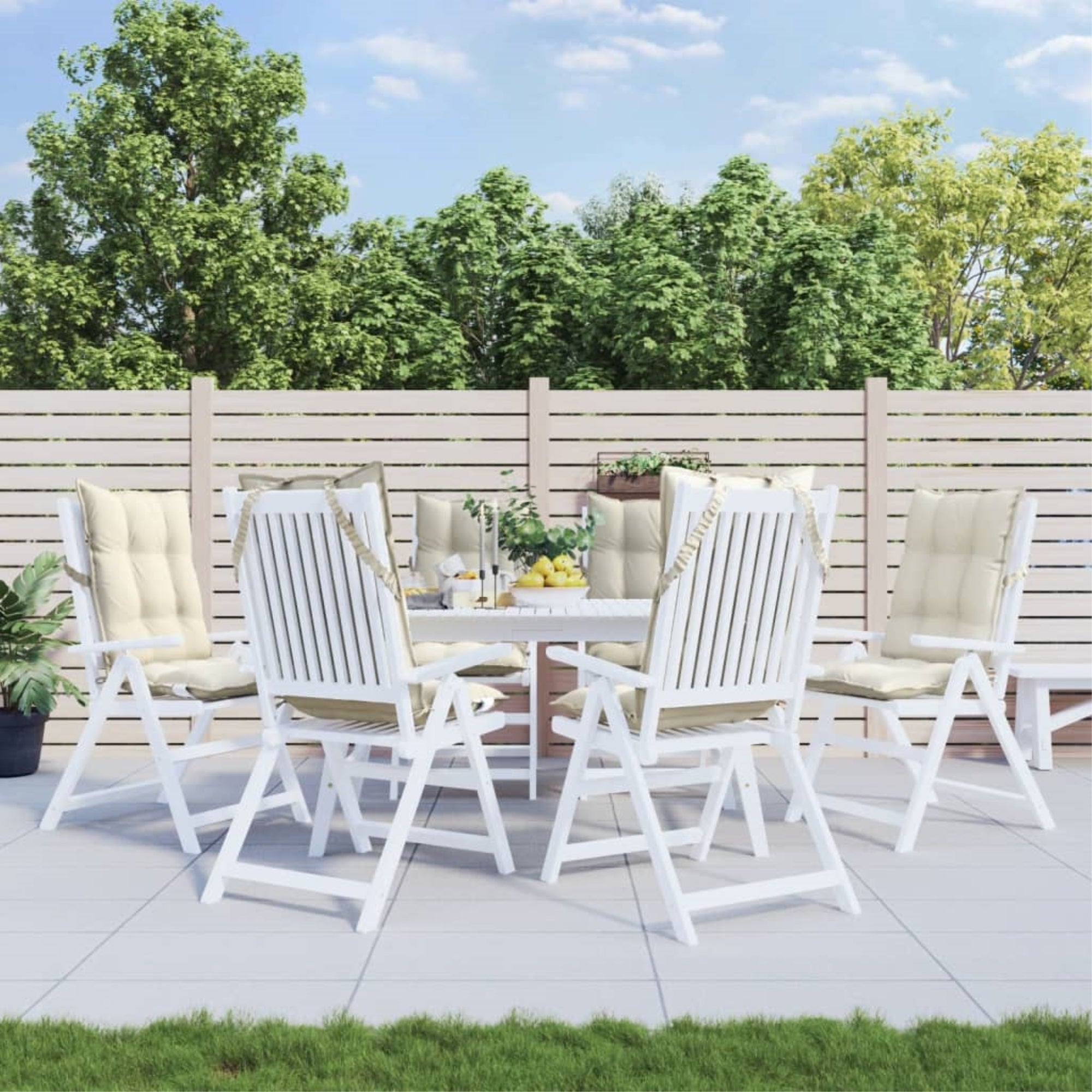 vidaXL Highback Chair Cushions 6 pcs Cream Oxford Fabric