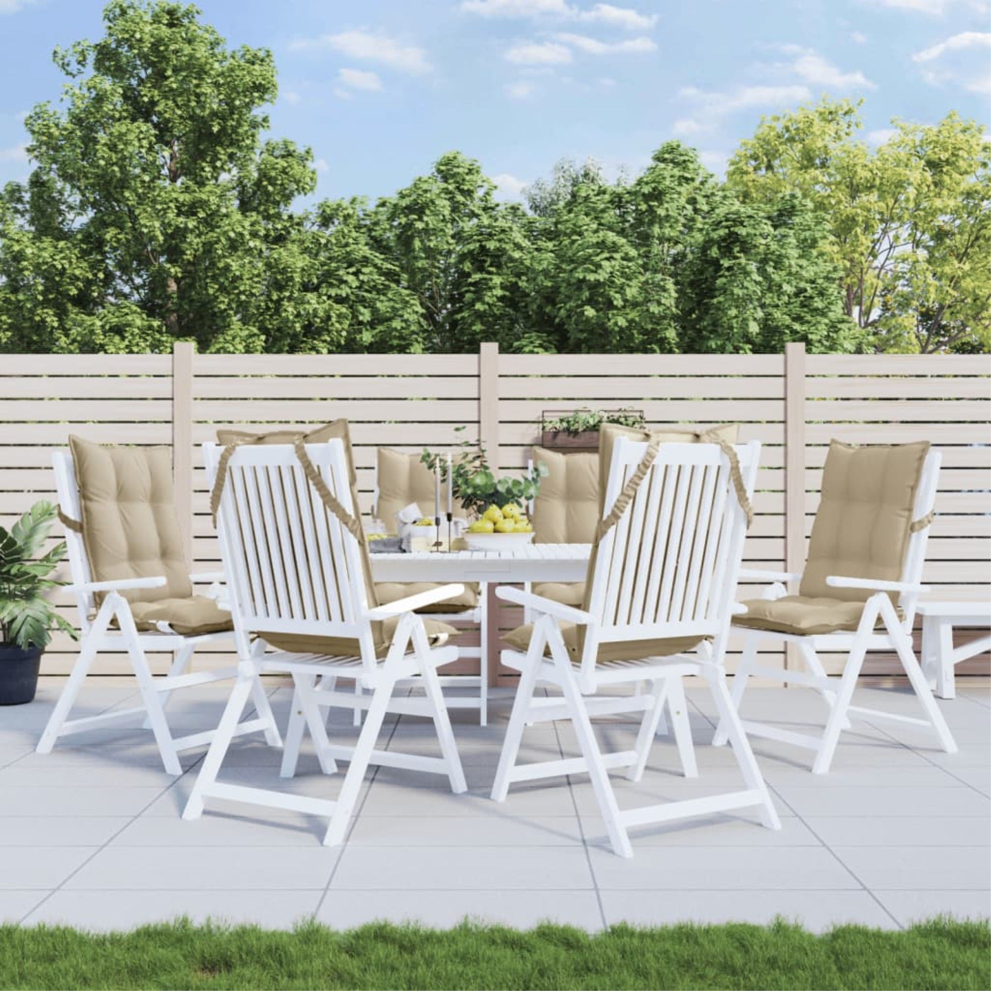 vidaXL Highback Chair Cushions 6 pcs Beige Oxford Fabric