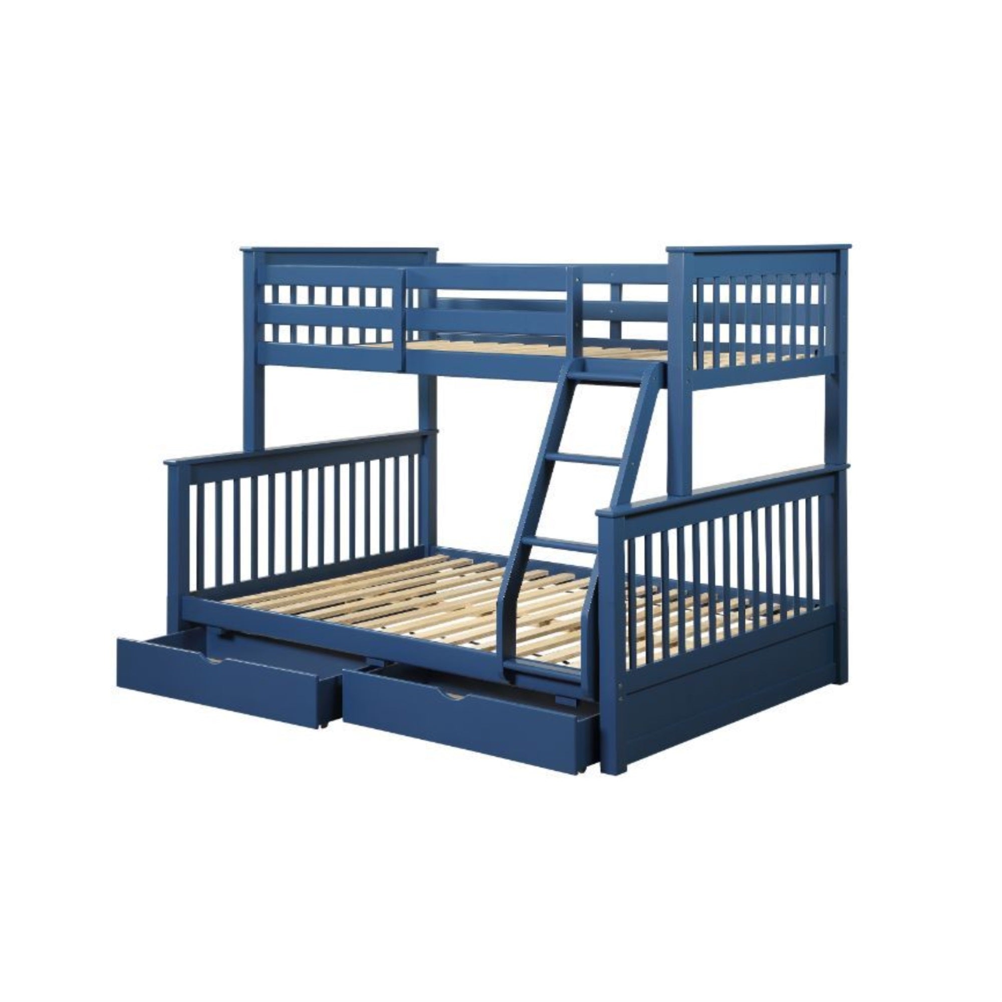 Acme Harley II Twin Over Full Wooden Bunk Bed with 2 Drawers in Navy Blue