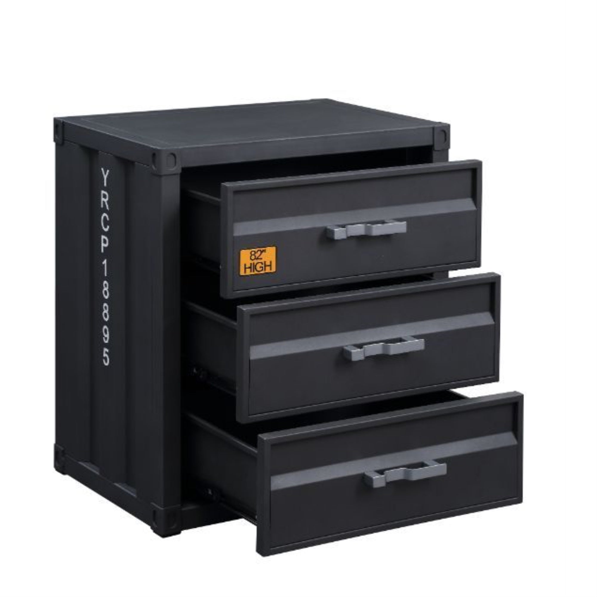 Acme Cargo Container Style Rectangular 3-Drawer Metal Chest