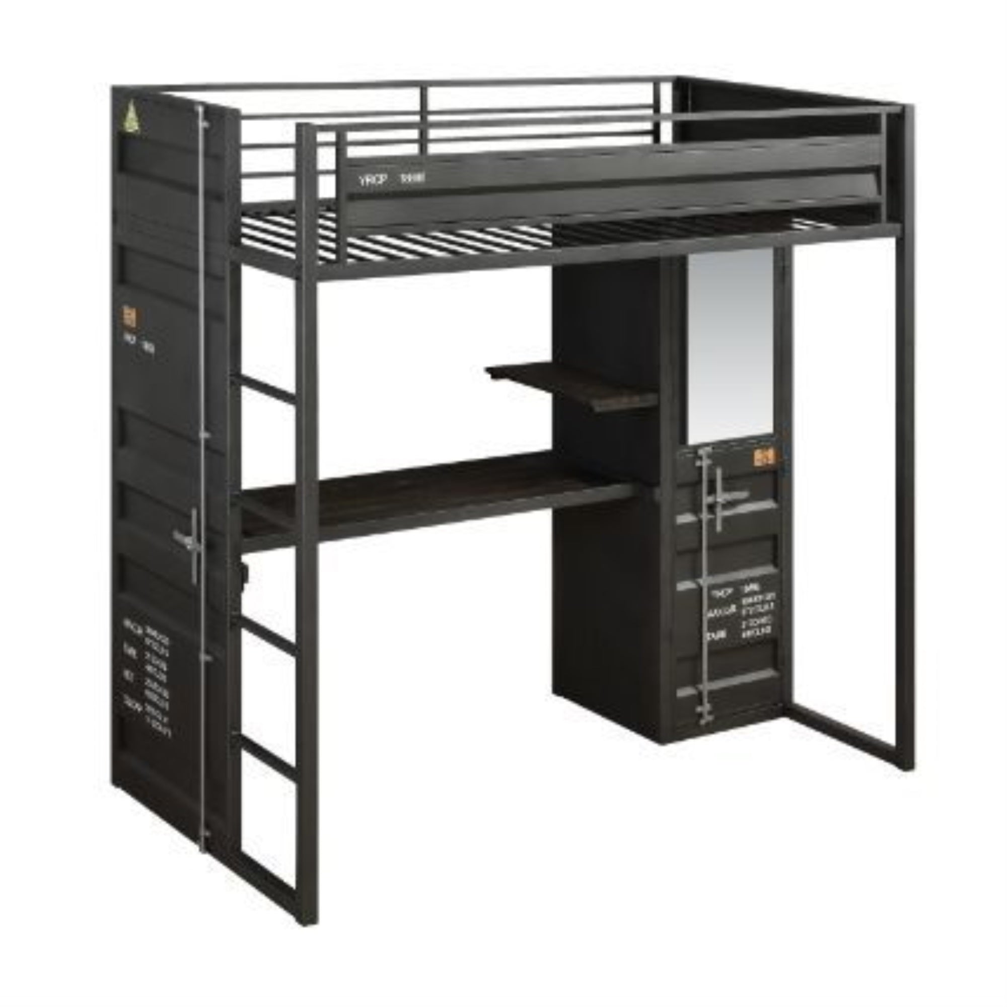 Storage Twin Loft Bed, Gunmetal Finish