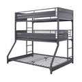 Twin/Twin/Full Triple Bunk Bed, Gunmetal Finish