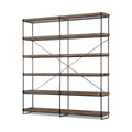 Medium Brown Wood And Iron Shelving Unit With 5 Tray Shelves