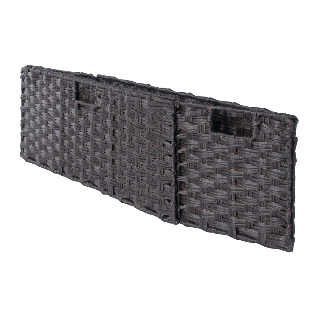 Winsome Wood Melanie 3-Pc Foldable Woven Fiber Basket Set, Chocolate
