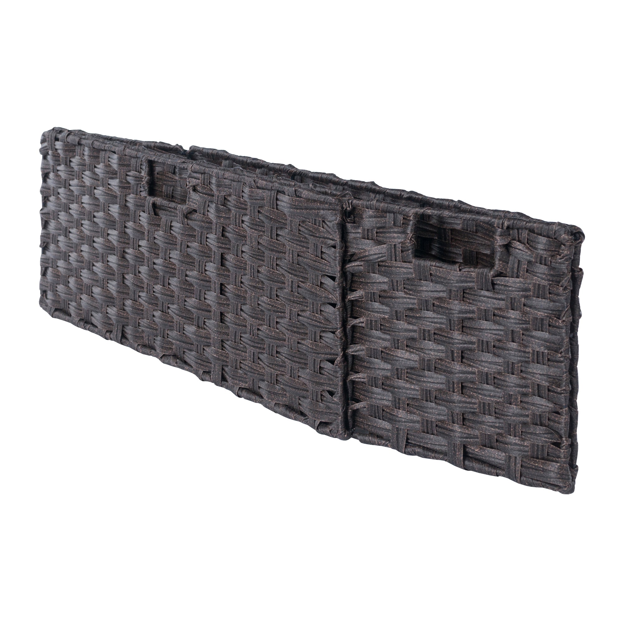 Winsome Wood Melanie 3-Pc Foldable Woven Fiber Basket Set, Chocolate